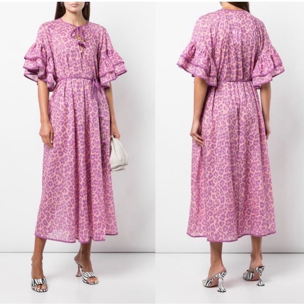 NWT- Zimmermann Purple Leopard Print Midi Dress